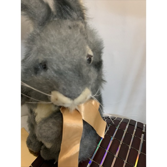 Vintage 19 Dakin Real Bunny Plush Stuffed Animal Gray Ears‎ Soft Father - Picture 1 of 5
